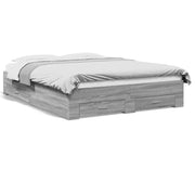 Letto matrimoniale | Letto per adulti | Giroletto Cassetti Grigio Sonoma 150x200 cm Legno Multistrato
