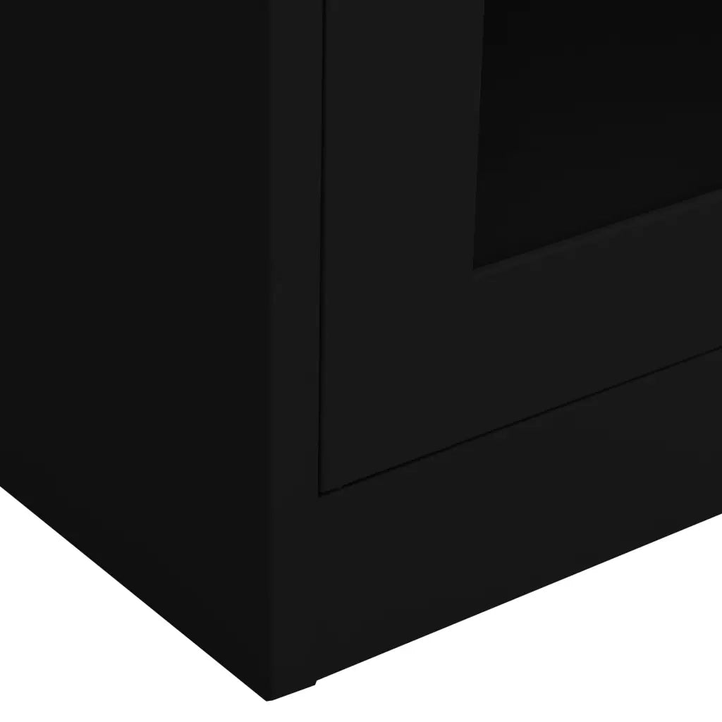 Armadio per Ufficio Nero 90x40x180 cm in Acciaio e Vetro 335940
