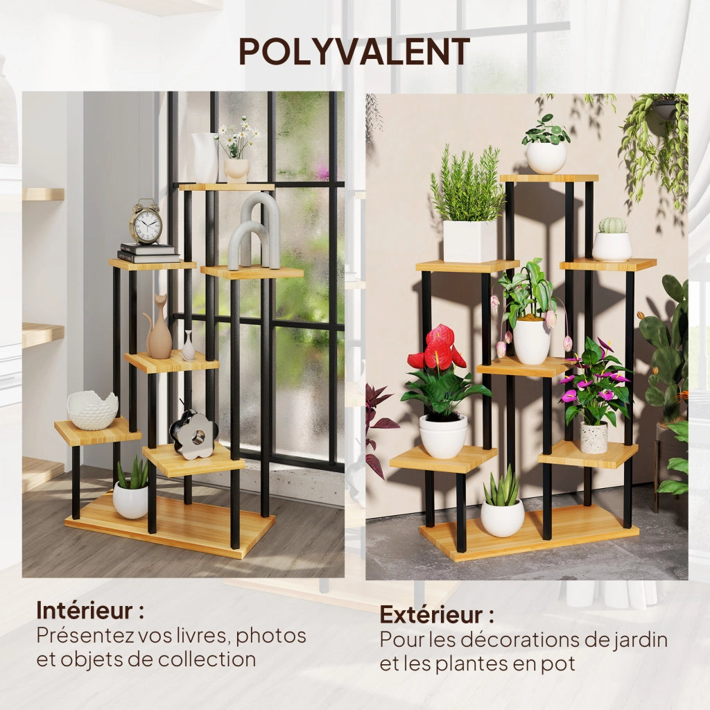 Libreria per piante a 7 livelli ¨C zephmum ¨C acciaio e legno naturale