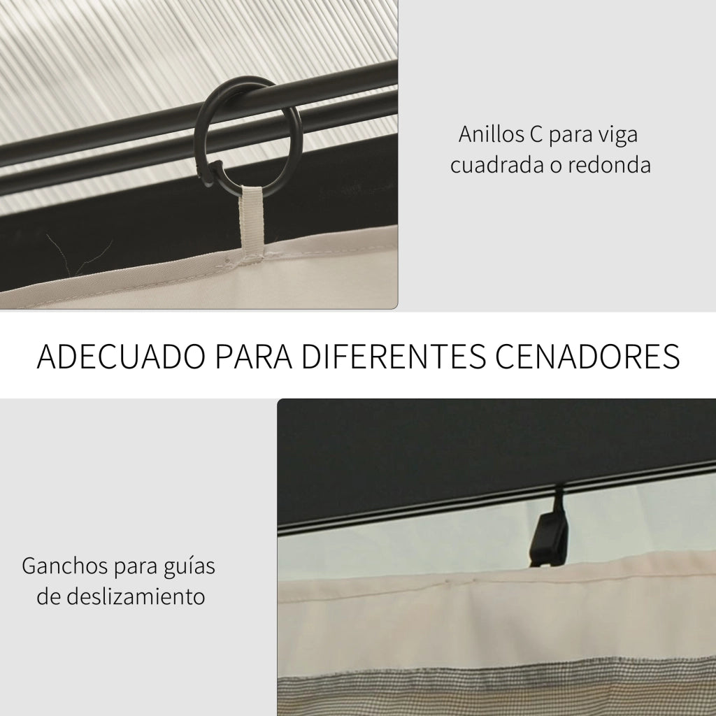 Pareti per Gazebo ¨C zephmum ¨C 302x205 cm Beige con Ganchi