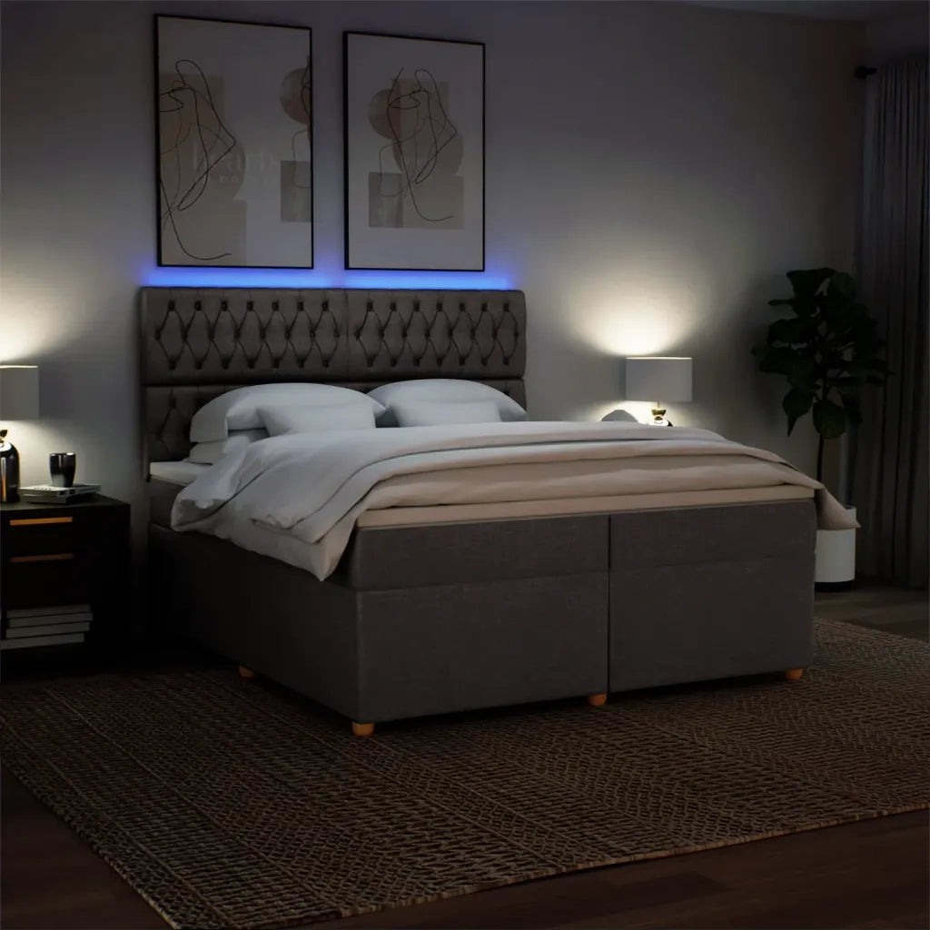 Giroletto a Molle con Materasso Tortora 200x200 cm in Tessuto 3293698