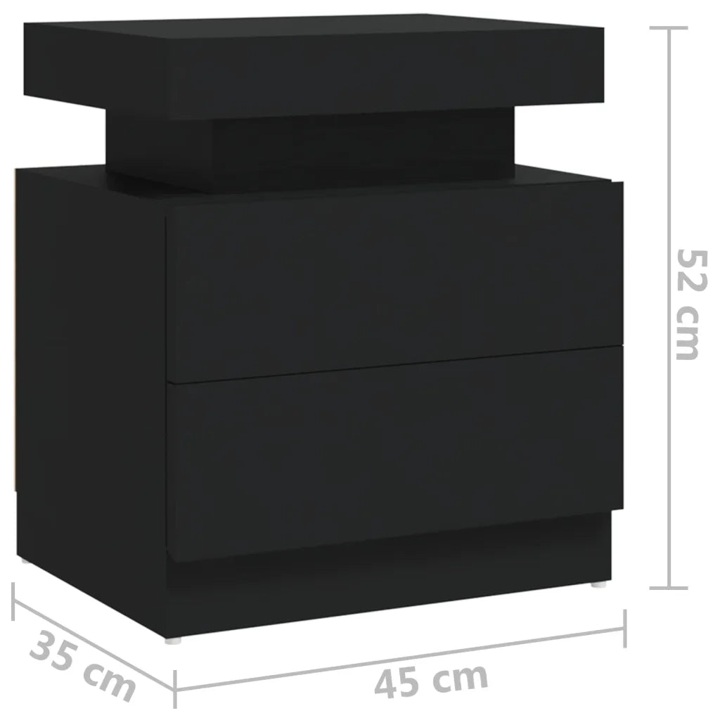 Comodino-Tavolino da notte Nero 45x35x52 cm in Legno Multistrato