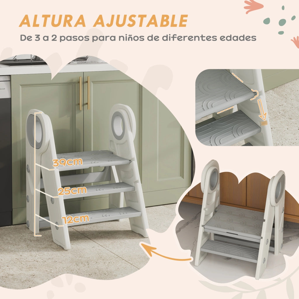 Scala di Apprendimento Regolabile per Bambini ¨C Minimal ¨C Grigio e Bianco 90x40x90
