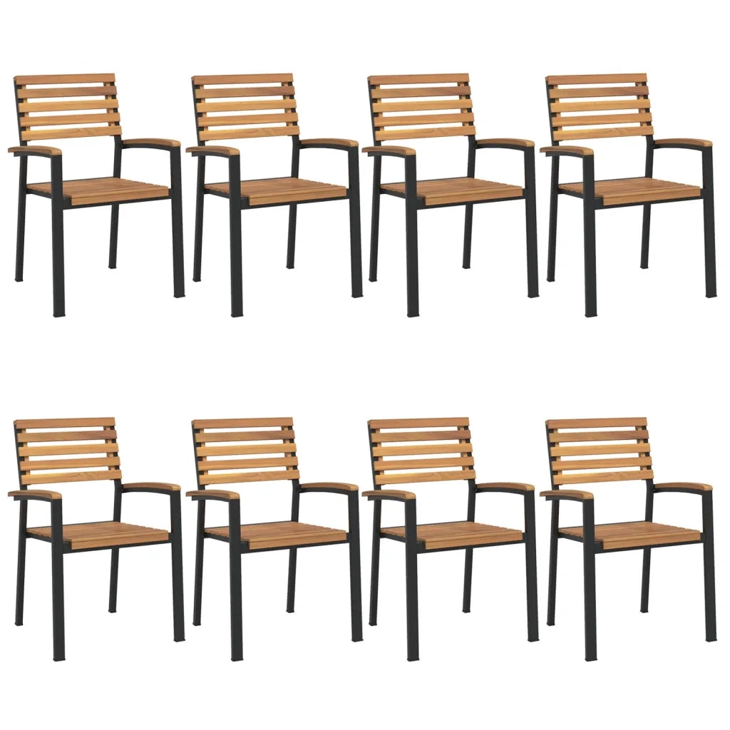 Set Pranzo da Giardino 9 pz Legno Massello di Acacia e Metallo 3155425
