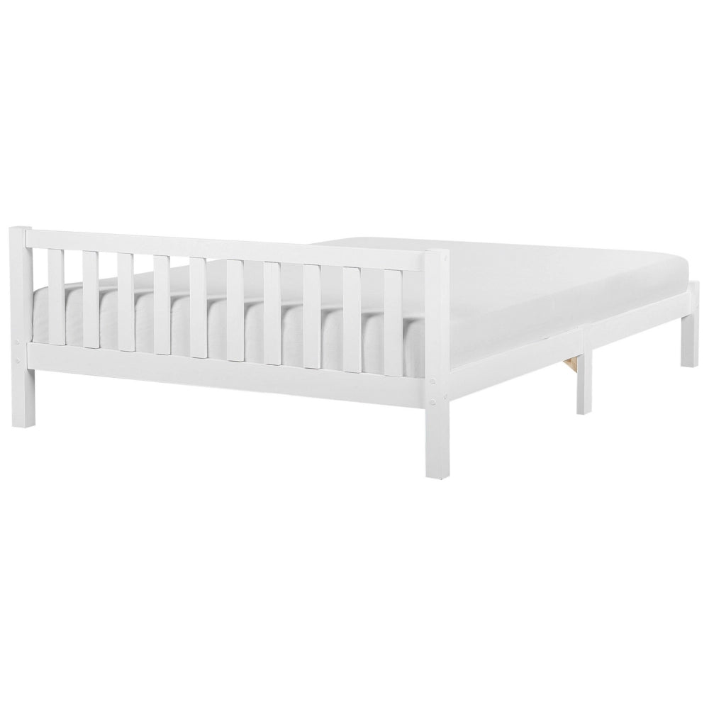 Letto in Legno di pino Bianco con Rete a Doghe Testiera Alta 180 x 200 cm