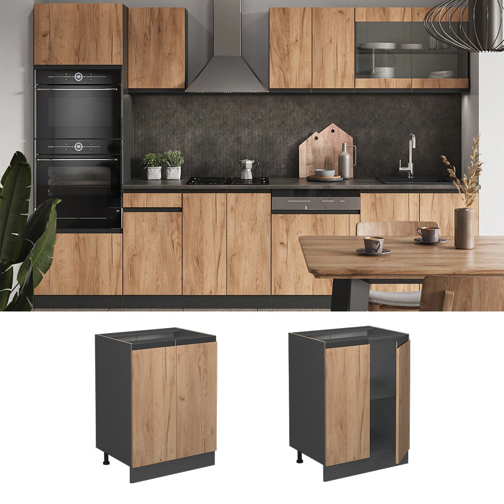 Vicco Mobiletto base cucina Quercia dorata 60 cm , PL Antracite