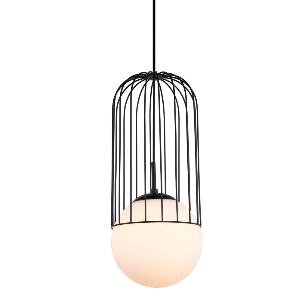 Lampada a sospensione Italux Matty nera vetro E27 Ø20cm