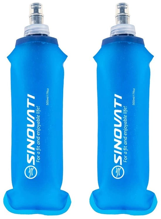 Flessa portatile TPU, flacone morbido, flacone acqua BPA libero, bottiglia sport per idratazione, bicicletta, camminata, jogging, campeggio e arrampicata (blu, 500 ml x 2)