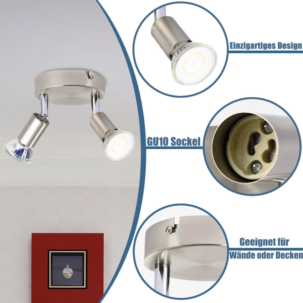 ZMH Faretto da soffitto plafoniera 2 fiamme GU10 moderno per soggiorno
