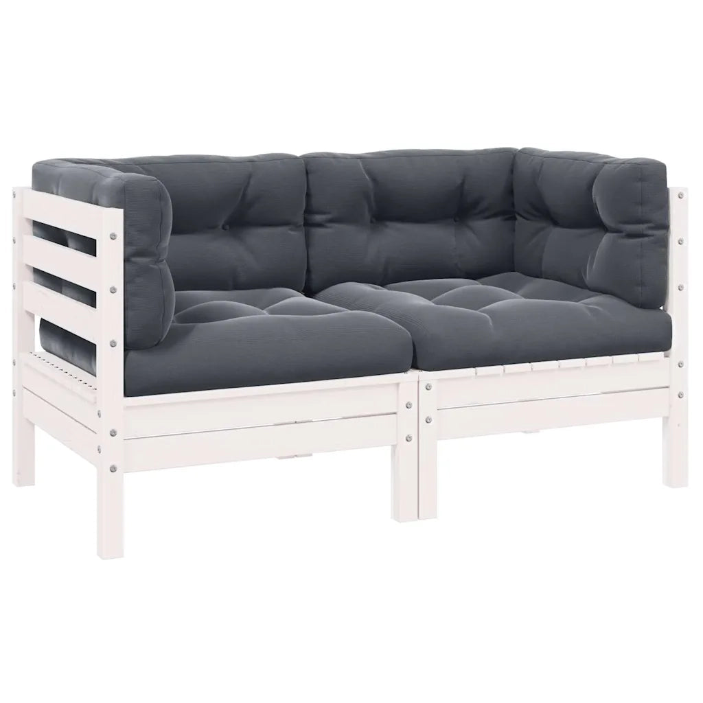 Divano da Giardino a 2 Posti con Cuscini Bianco Legno di Pinocod mxl 94749