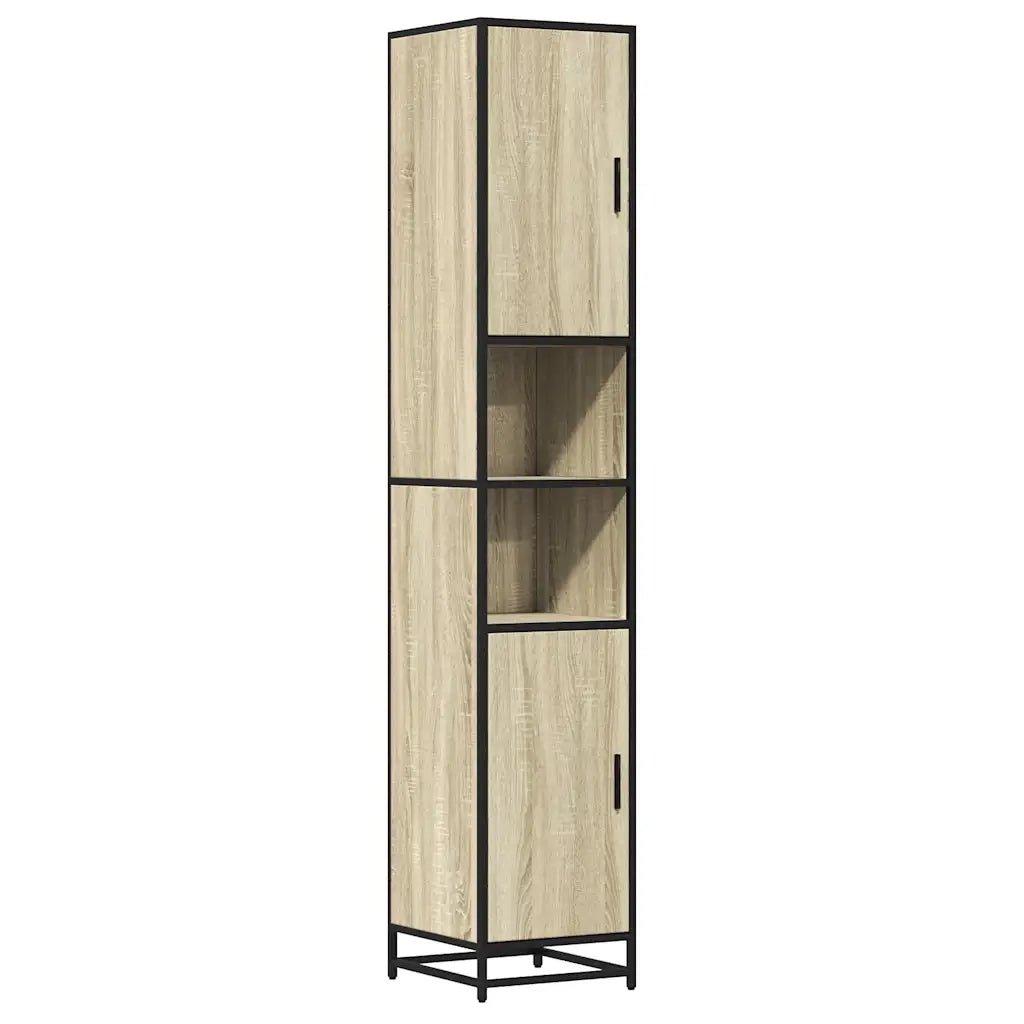 Mobile da Bagno | Armadio da bagno Sonoma 35x37,5x188,5 cm in Truciolato e Metallo
