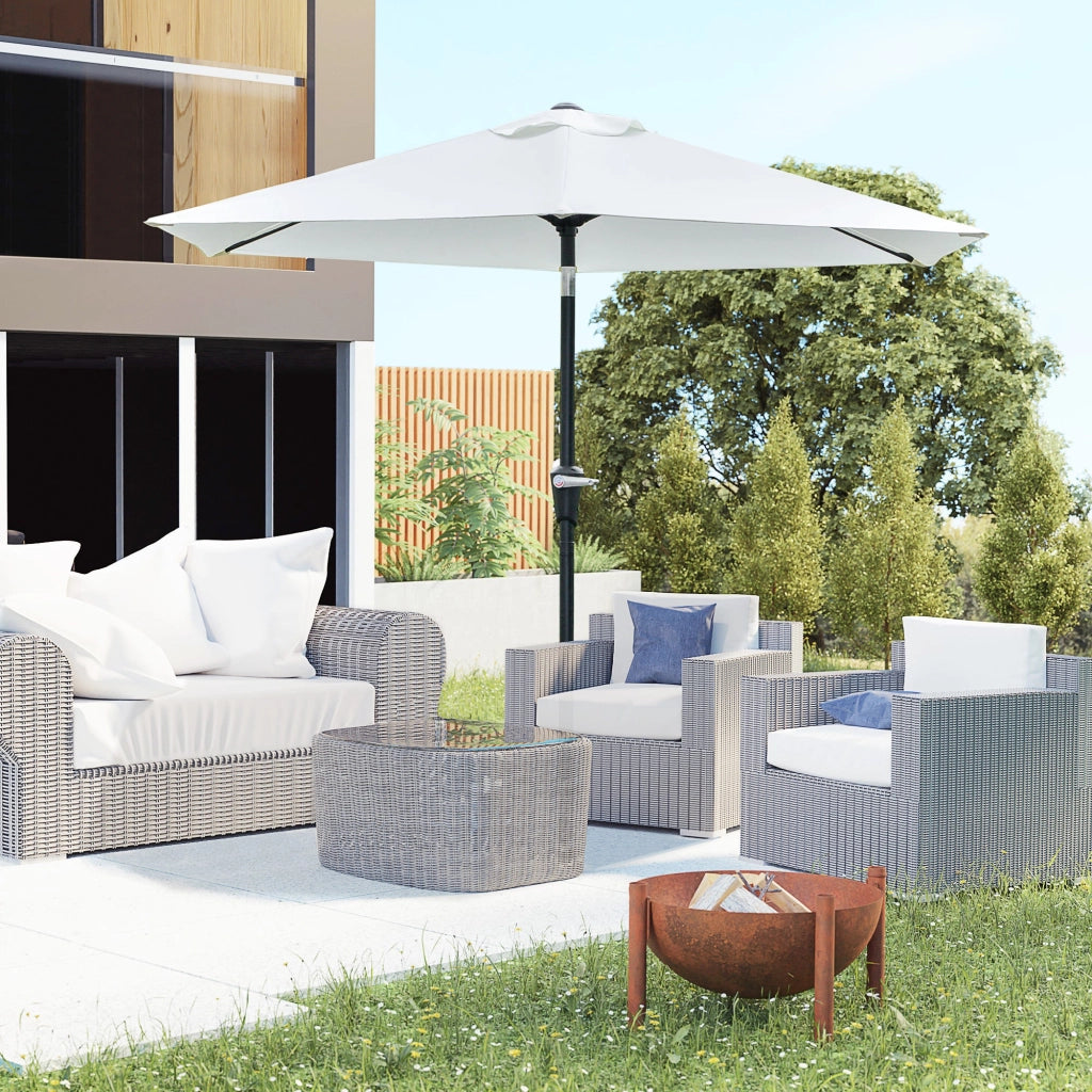 Ombrellone da Giardino Ø2,27m in Metallo e Poliestere Bianco Crema