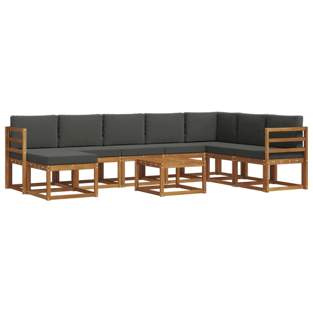 Set di divani da esterno con cuscino 9 pcs Naturale e Antracite