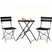 Set bistrò da esterno pieghevole con 2 sedie e tavolo ? 58 cm; metallo nero