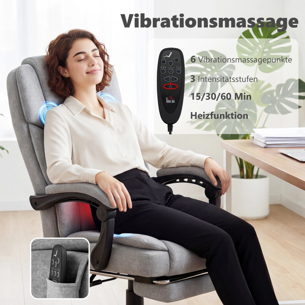 Sedia da ufficio con massaggio ¨C zephmum ¨C grigio, imbottita, regolabile