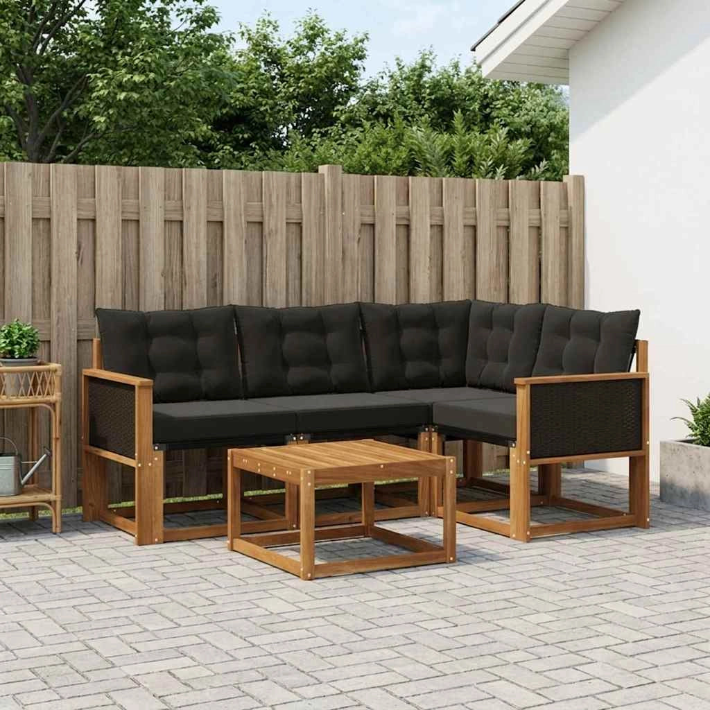 Set di divani da esterno 5 pz Naturale e Nero 3381928