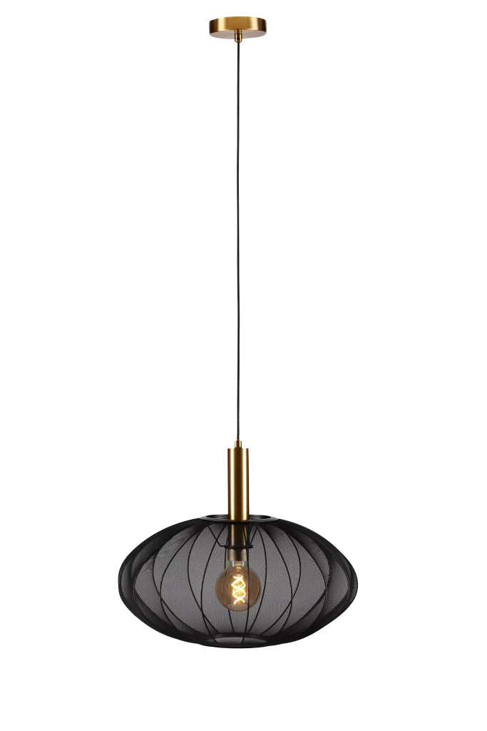 Lampada a sospensione Lucide Corina nera oro Ø50 E27