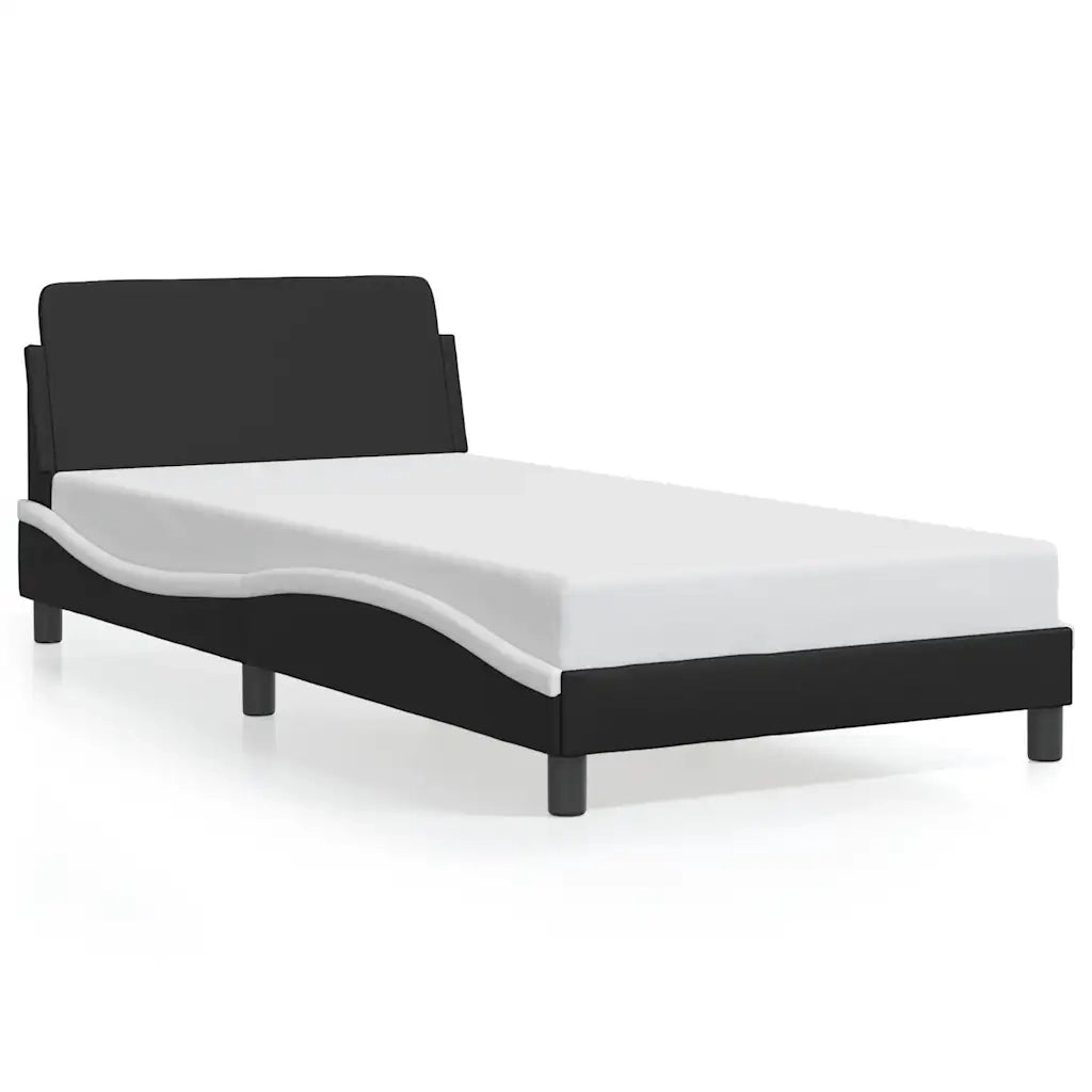 Giroletto con Testiera Nero e Bianco 100x200 cm in Similpelle