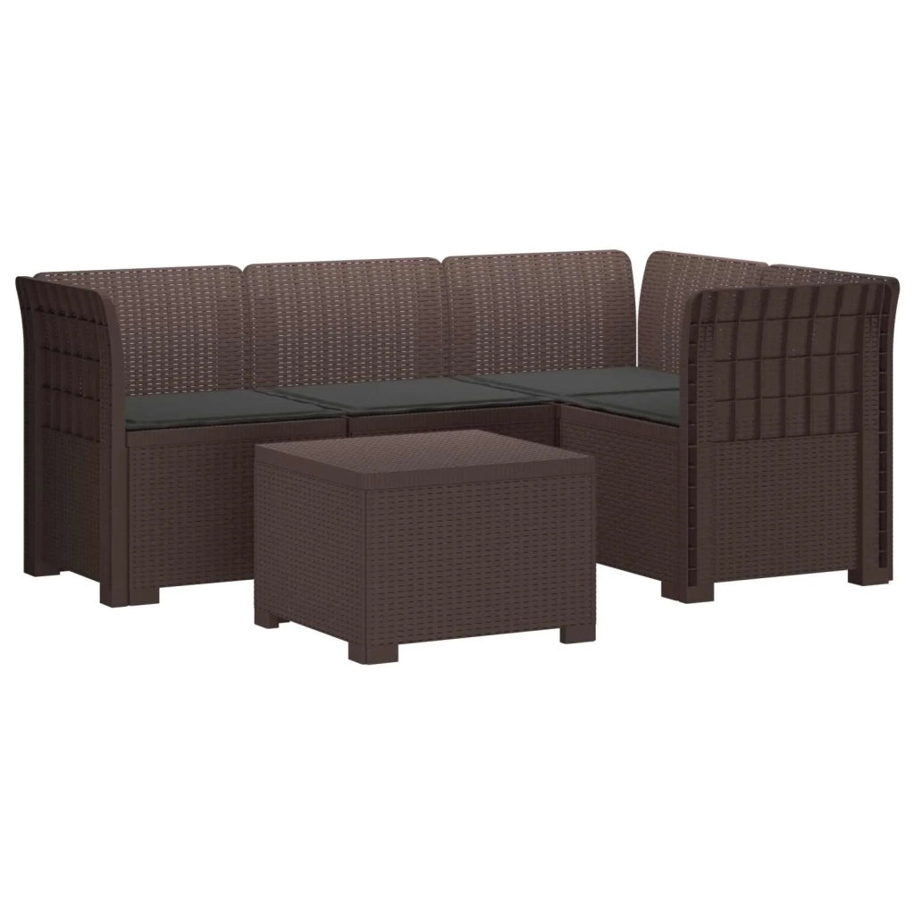 Divano da giardino 4 posti con cuscini aspetto rattan PP 3444003