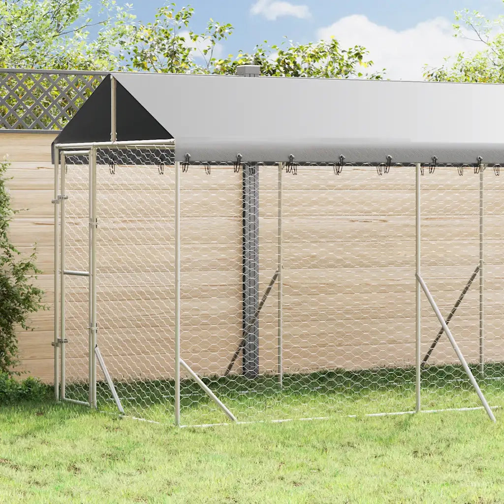 Cuccia Cani da Esterno Tetto Argento 2x6x2,5 m Acciaio Zincatocod mxl 115813