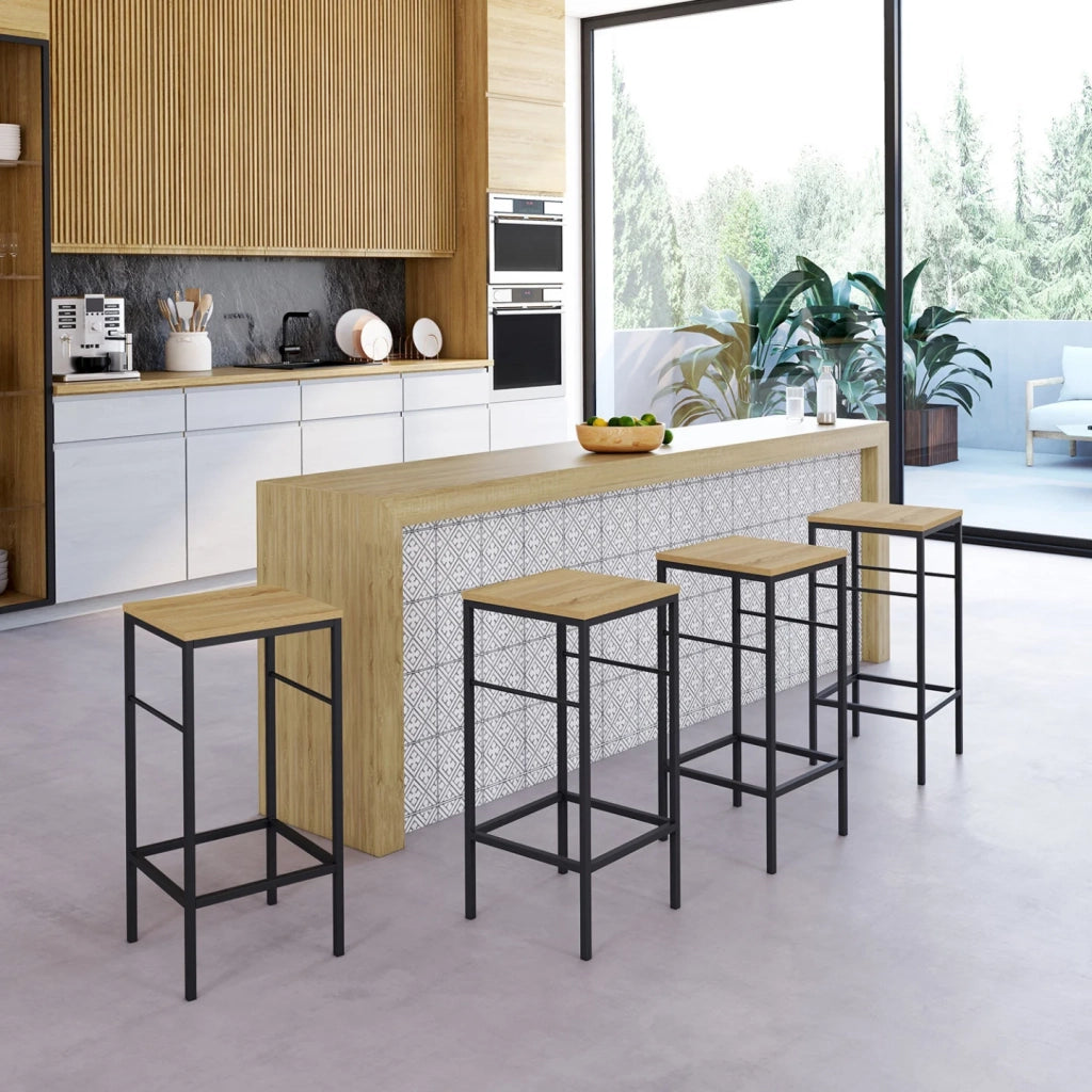 IDMarket - Set di 4 sgabelli da bar di design industriale DETROIT