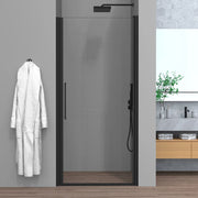 Porta doccia nicchia 95cm in vetro temperato trasparente battente con profilo nero opaco Neos