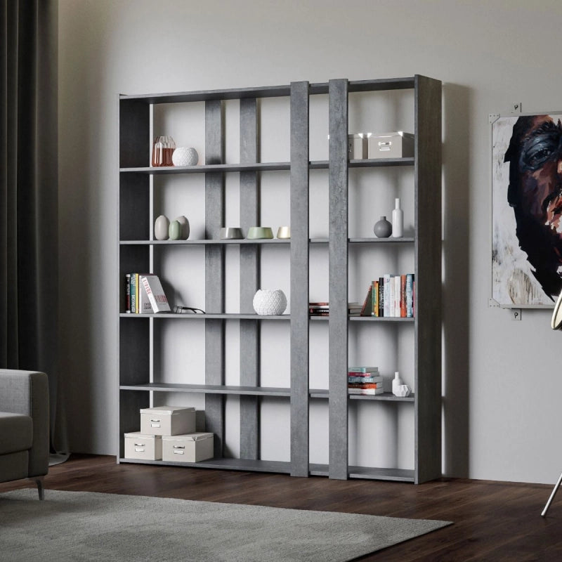 Composizione Libreria A Kato 6R 2 fianchi 4 fasce lunghe - Cemento