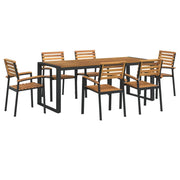 Set Pranzo da Giardino 7 pz Legno Massello di Acacia e Metallo 3155412