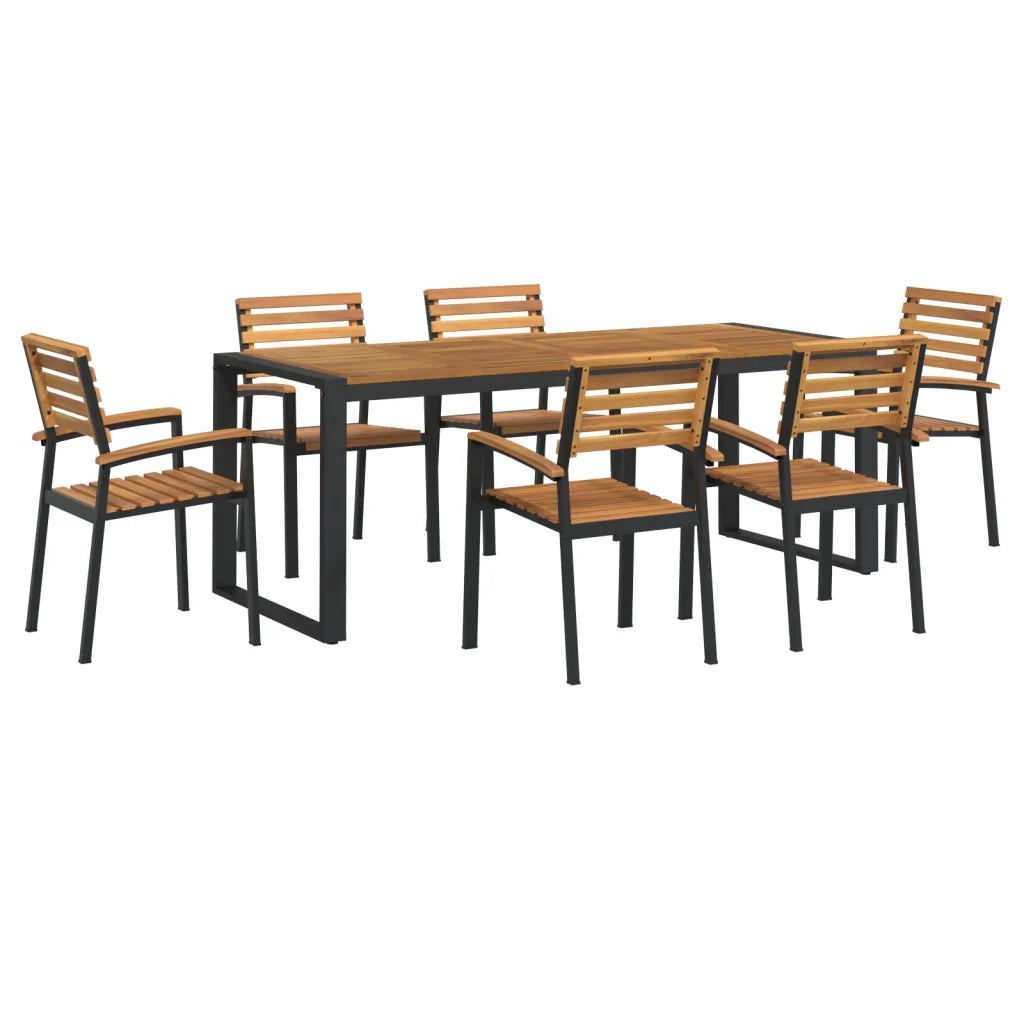 Set Pranzo da Giardino 7 pz Legno Massello di Acacia e Metallo 3155412