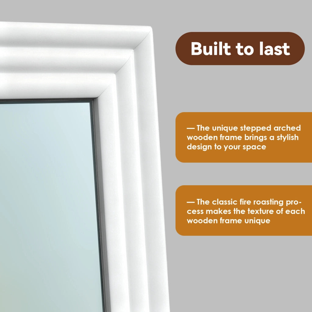 SPECCHIO Intero 160x50 cm Bianco in Legno e Metallo con base regolabile