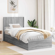 Struttura del letto con stoccaggio e testata-Giroletto con contenitore Sonoma grigio 428701