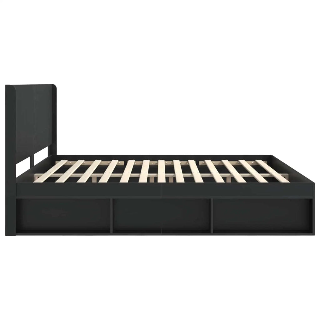 Struttura del letto con stoccaggio e testata-Giroletto con contenitore Nero 200 x 200 cm 992340