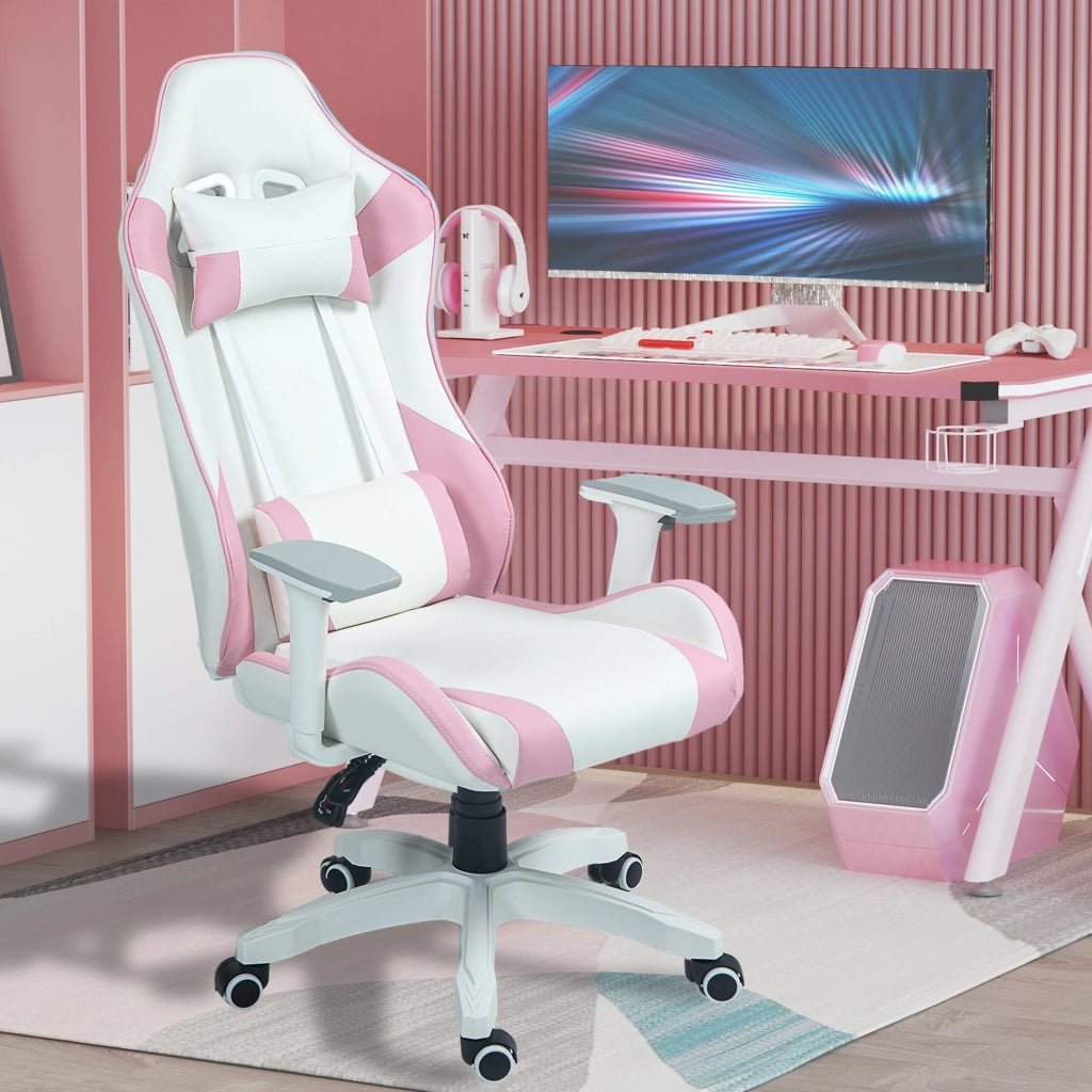 Sedia Gamer con Braccioli e Schienale Regolabile ¨C Zephmum ¨C Rosa 67x60x120-128 cm