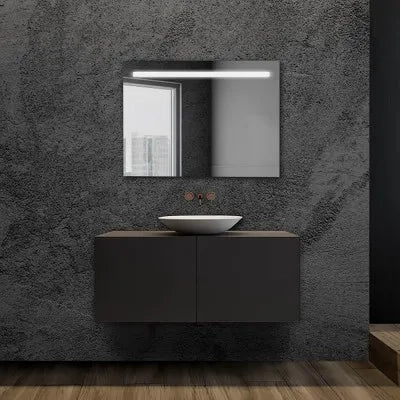 Specchio bagno 90x60 cm con fascia LED superiore bianco naturale