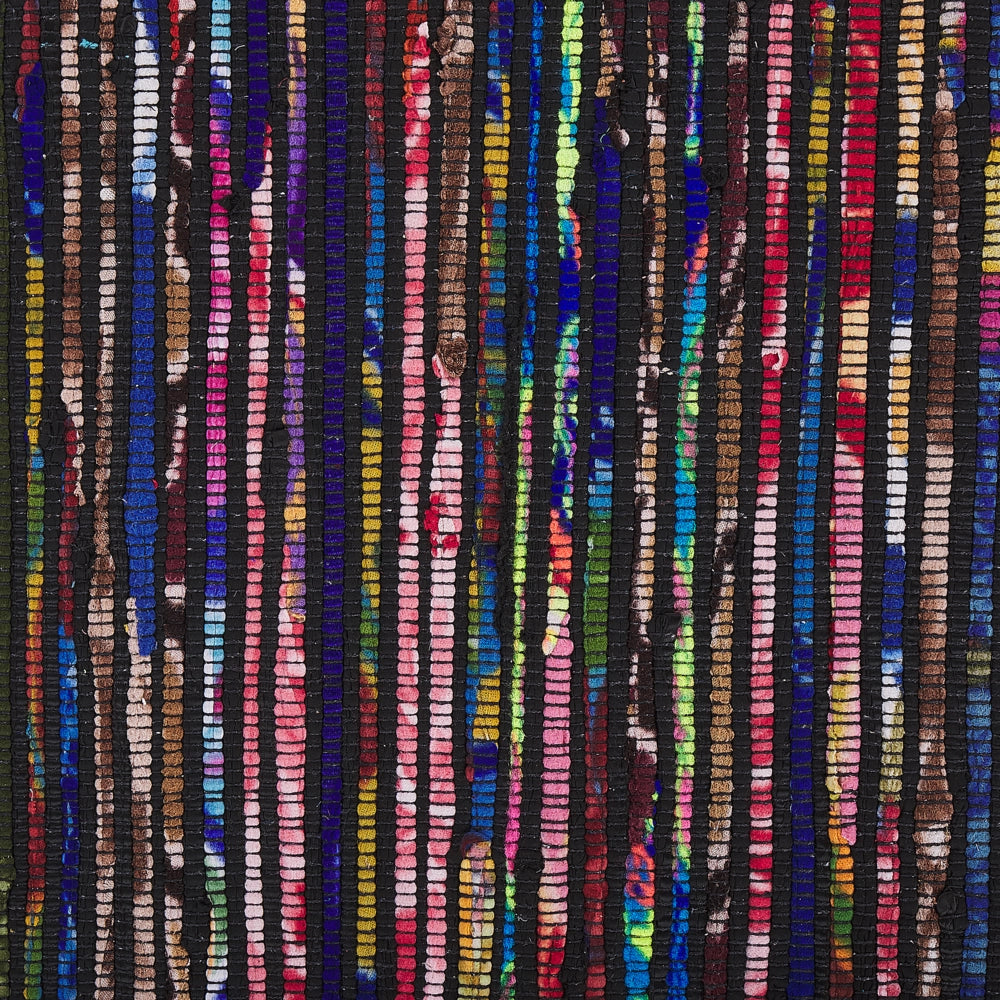 Tappeto Cotone Poliestere Scuro Multicolore 80 x 150 cm Rettangolare Fatto a Mano Boho Eclettico