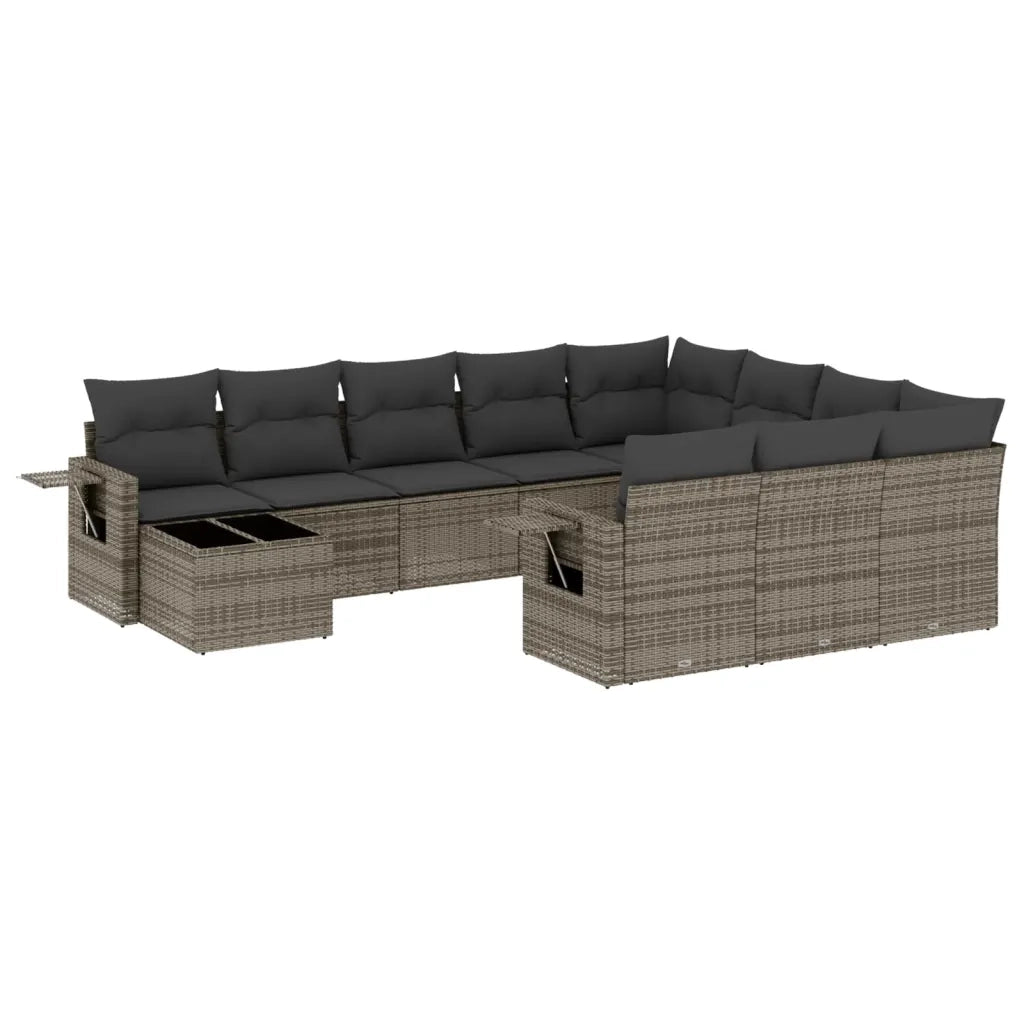 Set Divani da Giardino 11 pz con Cuscini in Polyrattan Grigiocod mxl 88872