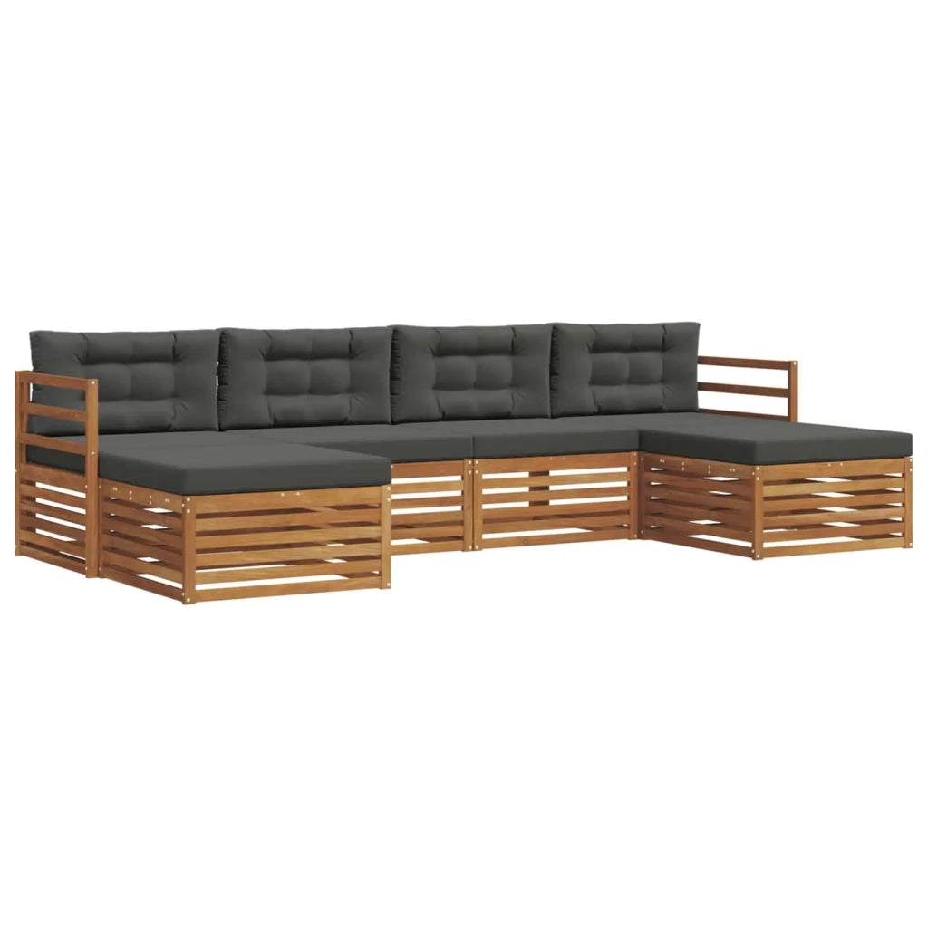Set divani 6 pcs Naturale e Antracite Legno di Acacia Massello 3373882