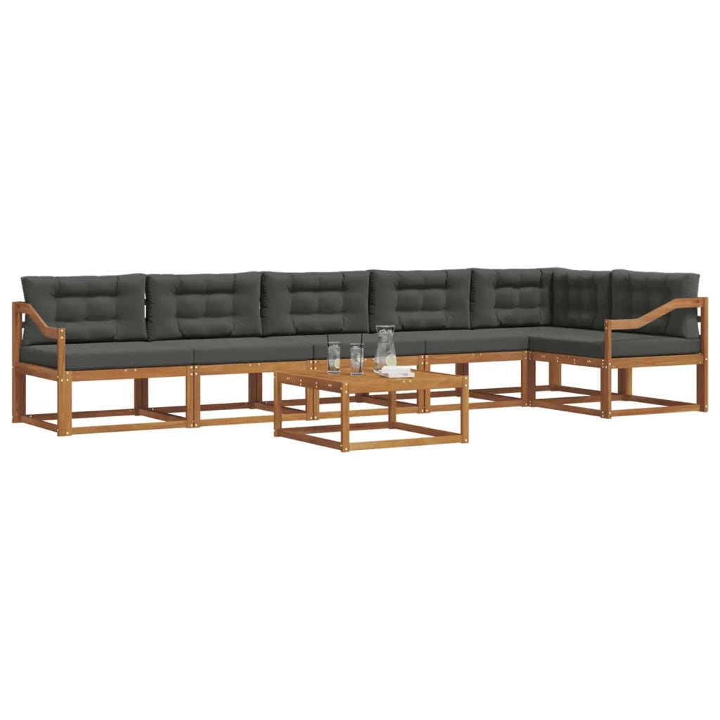 Set di divani da esterno con cuscino 7 pcs Naturale e Antracite
