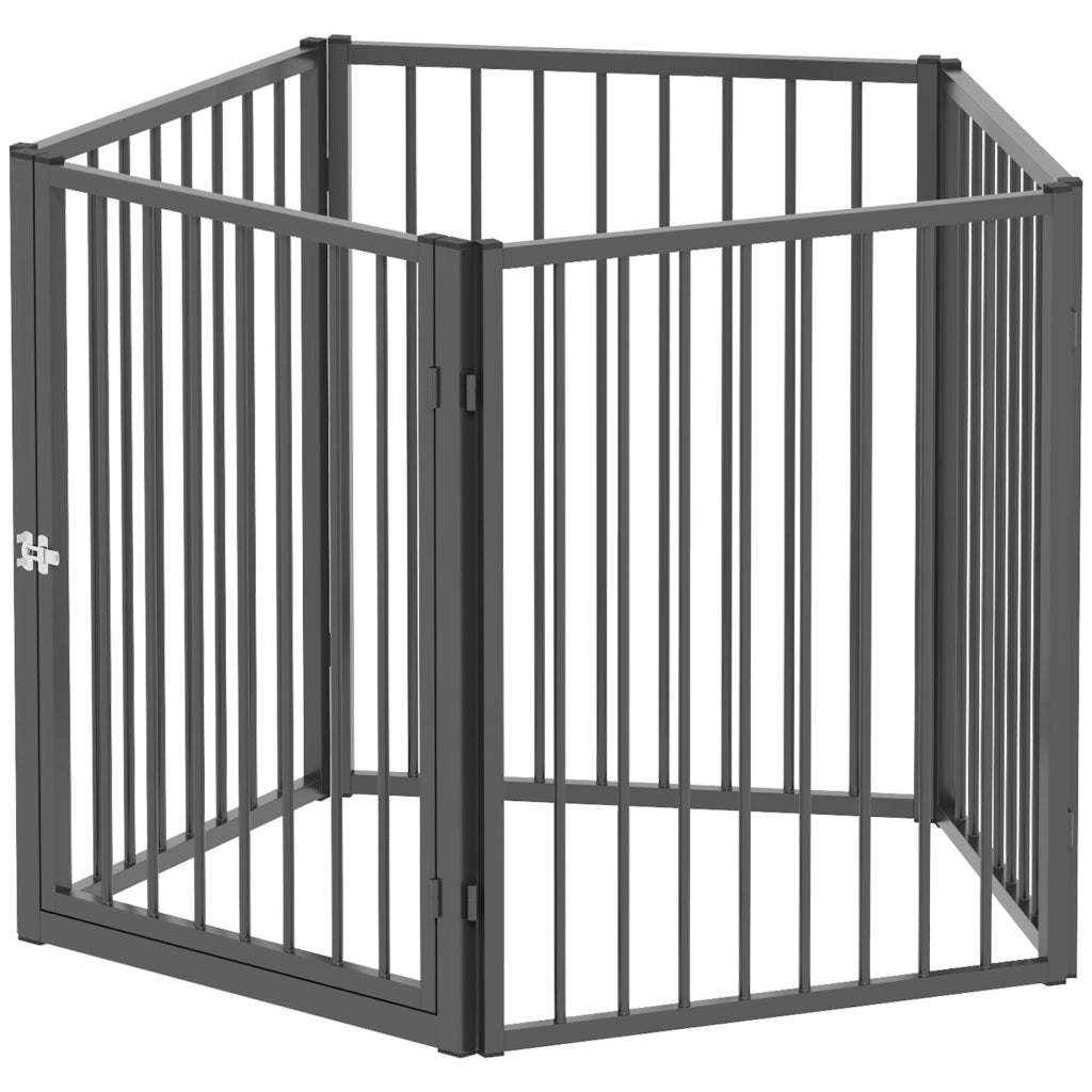 Recinto per cani ¨C zephmum ¨C nero, pieghevole, 5 pannelli