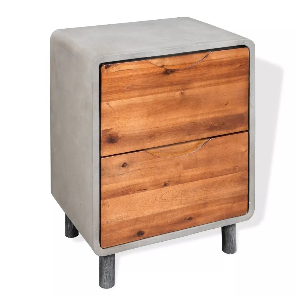 Comodino cassettiera mobile per camera da letto legno massello di acacia 40 x 30 x 50 cm 1402118