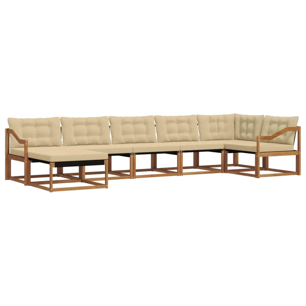 Set di divani da esterno con cuscino 7 pcs Naturale e Beige 3369684