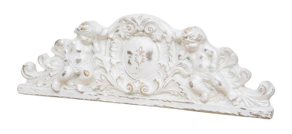 Biscottini SOPRAPORTA IN LEGNO FINITURA BIANCO ANTICATO L73XPR7XH26 cm Made in Italy