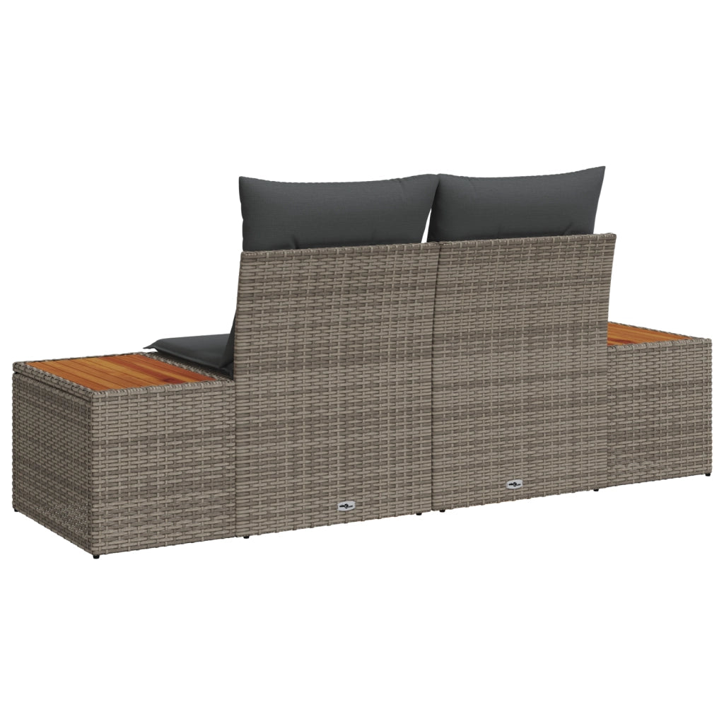 Divano da giardino a 2 posti con cuscini grigio in polyrattan