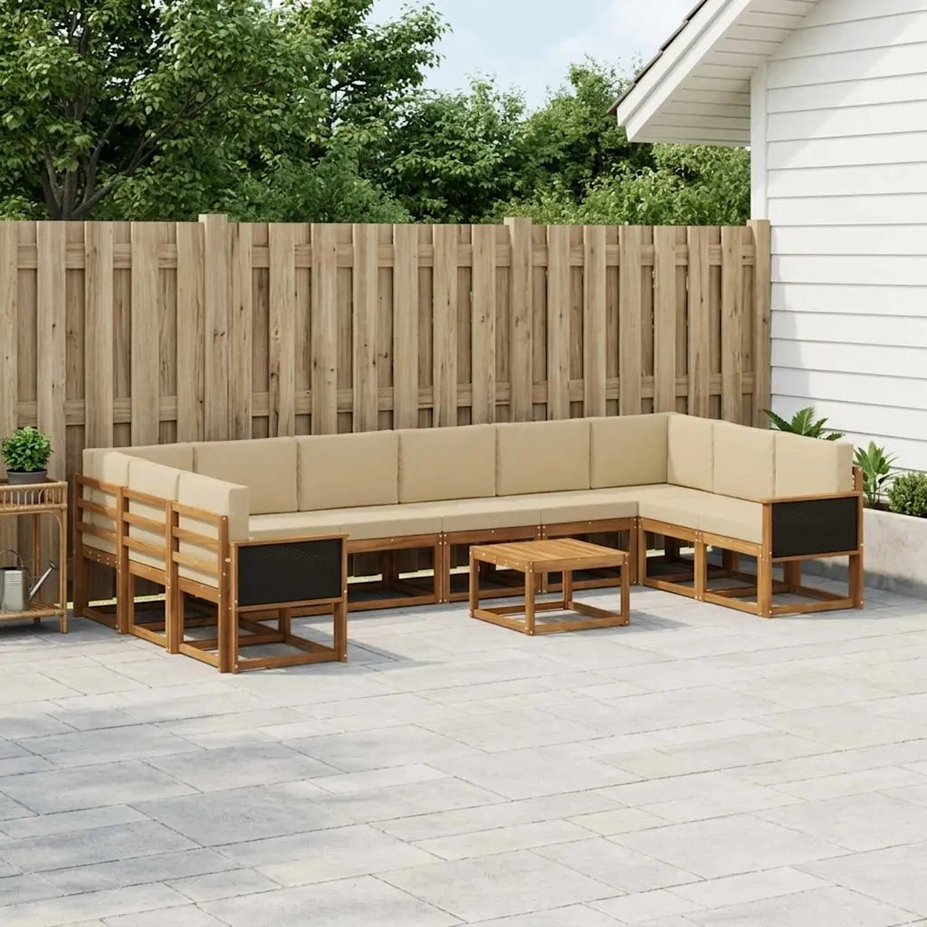 Set di divani da esterno con cuscino 11 pcs Naturale e Beige 3385584