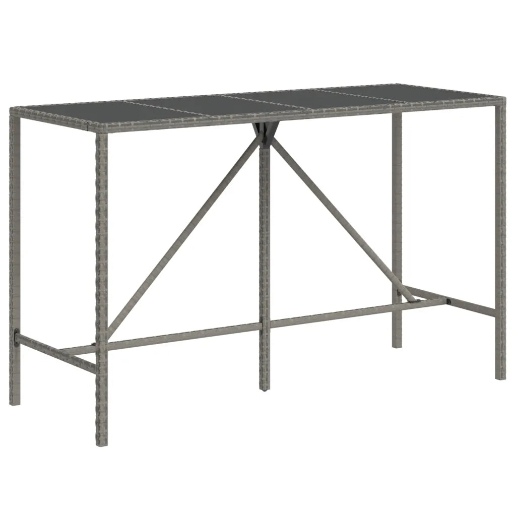 Set Bar Giardino 9pz Grigio Polyrattan e Legno Massello Acacia 3187697