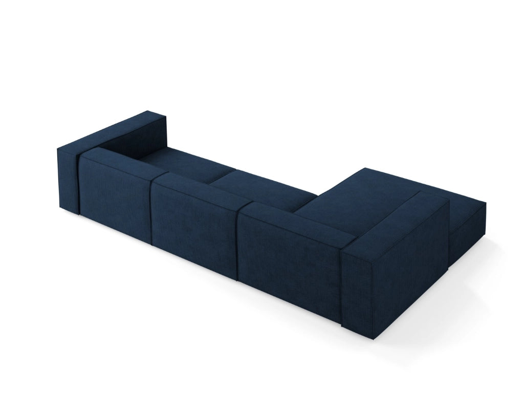 Cosmopolitan Design - Divano angolare sinistro "Arendal" 4 posti in ciniglia con effetto a coste blu reale 