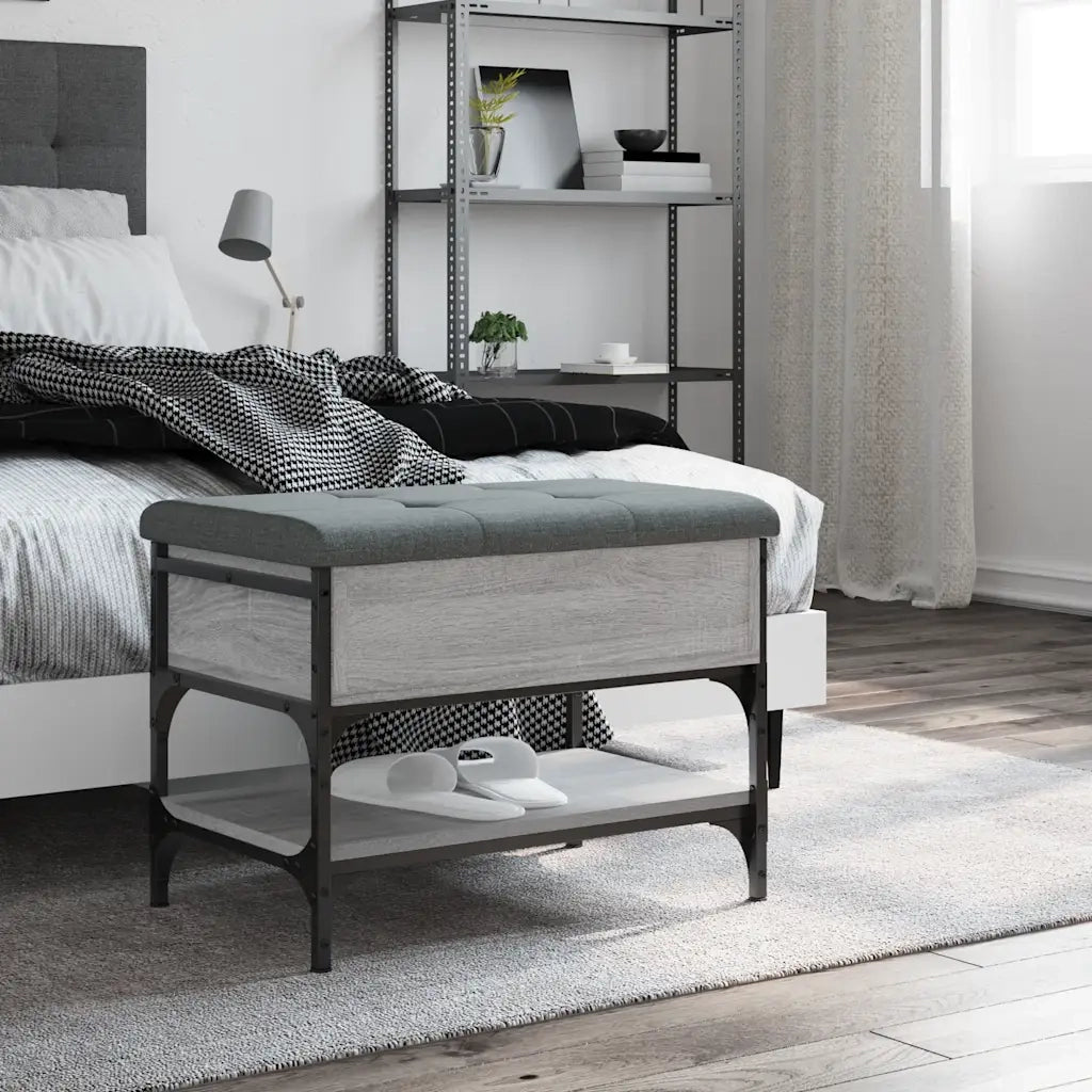 Panca Porta Scarpe Grigio Sonoma 62x42x45 cm Legno Multistrato
