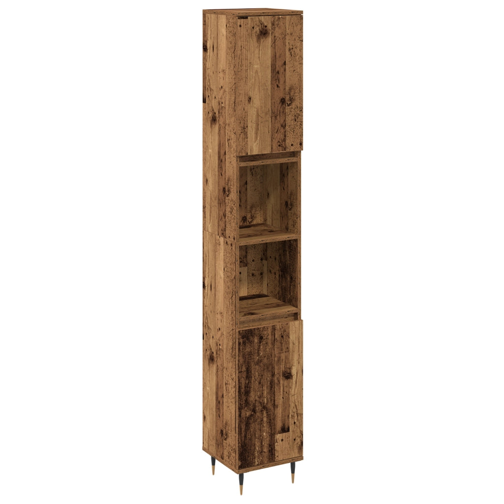 Set Mobili Bagno 3 pezzi Legno Vecchio Legno Ingegnerizzato