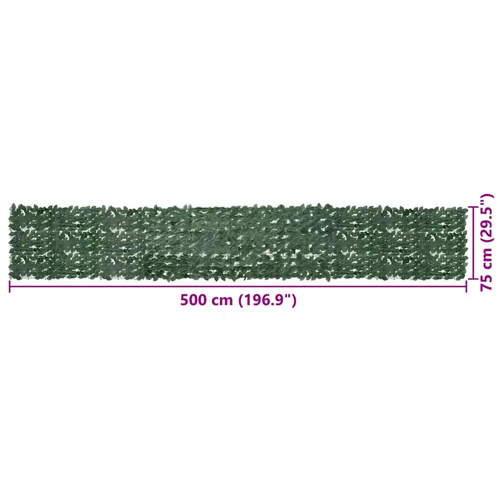Paravento da Balcone-Pannello per balcone con Foglie Verde Scuro 500x75 cm