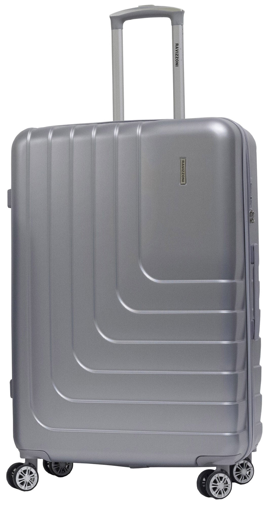 Set 3 Valigie Trolley Rigide in ABS 4 Ruote TSA Ravizzoni Titanio Silver